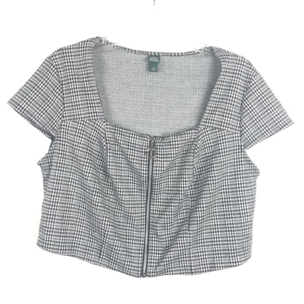 Wild Fable Black White Houndstooth Print Crop Top